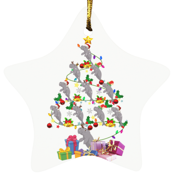 Christmas Ornament Manatee Christmas Tree Funny Christmas Manatee Sea Animal Lover Gifts Decorative Hanging Ornaments SUBORNS Star Ornament - Macnystore