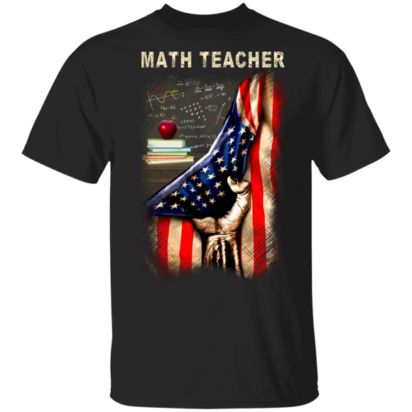 Cool American Flag Math Teacher Shirt Matching Teacher 4th Of July US Independence Day Gifts T-Shirt - Macnystore