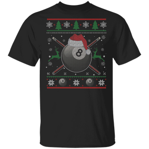 Christmas Sport Shirt Billiard With Santa Hat Funny Christmas Billiard Player Lover Gifts Christmas T-Shirt - Macnystore