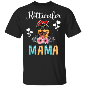 Rottweiler Mama Puppy Mom Dog Mama Lover Floral T-Shirt - Macnystore