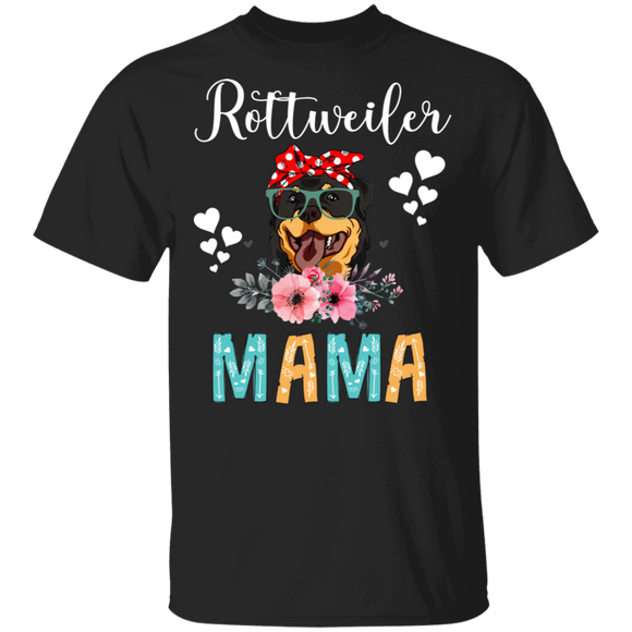 Rottweiler Mama Puppy Mom Dog Mama Lover Floral T-Shirt - Macnystore