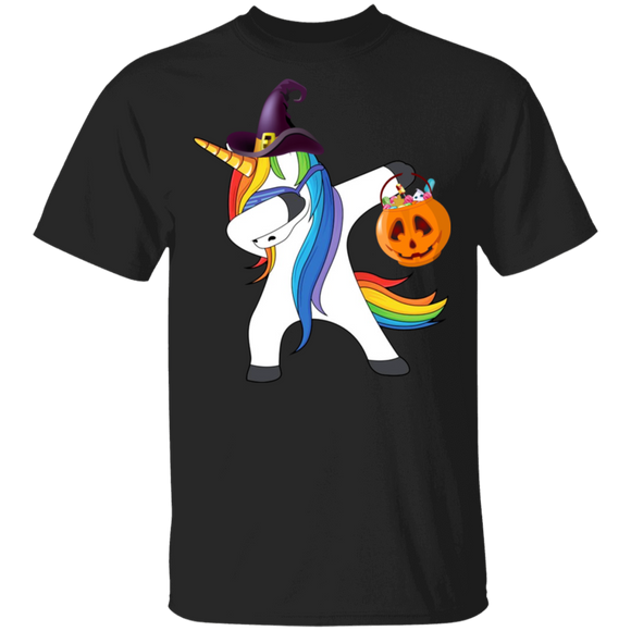 Halloween Unicorn Shirt Dabbing Unicorn Witch Funny Halloween Dab Dance Pumpkin Unicorn Lover Gifts Halloween T-Shirt - Macnystore