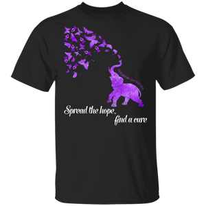 Alzheimer Awareness Spread The Hope Find A Cure Cool Purple Elephant Ribbons Gifts T-Shirt - Macnystore