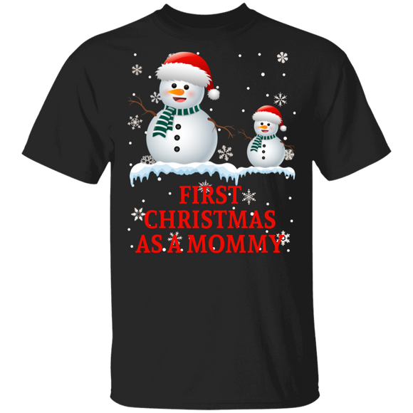 Christmas Snowman Shirt First Christmas As A Mommy Cute Christmas Santa Snowman Mom Family Gifts T-Shirt - Macnystore