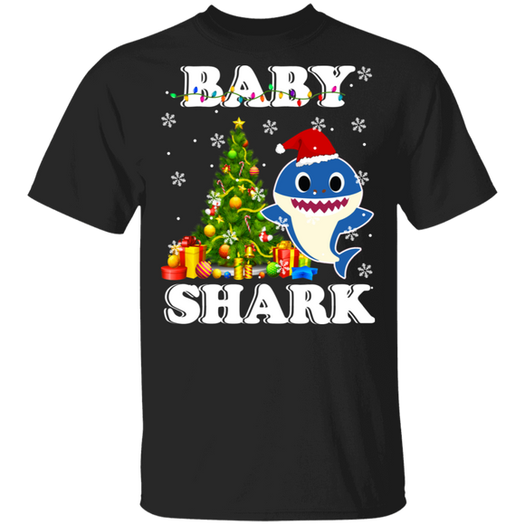 Christmas Shark Lover Shirt Baby Shark Cool Christmas Santa Shark Family Matching Pajama Gifts Christmas T-Shirt - Macnystore