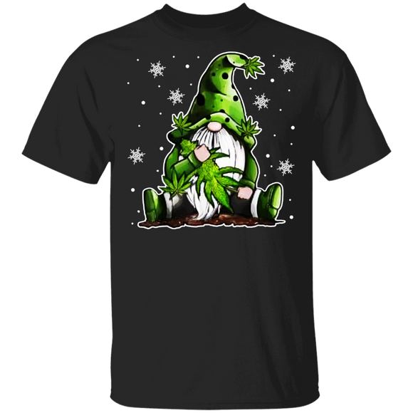 Christmas Gnome Shirt Gnome With Weed Green Cannabis Cool Christmas Gnome Stoner Smoker Smoking Lover Gifts T-Shirt - Macnystore
