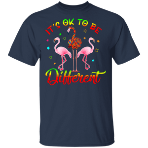 It's Ok To Be Different Flamingo Lover Autism Awareness Cute Autism Mom Dad Kids Gifts T-Shirt - Macnystore