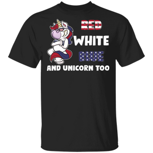 Red White Blue And Unicorn Too Cool American Flag Unicorn 4th Of July Gifts T-Shirt - Macnystore