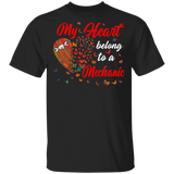 My Hearts Belong To A Mechanic Mechanical Lover Matching Shirts For Couples Valentine Funny Couple Girls Women Gifts T-Shirt - Macnystore