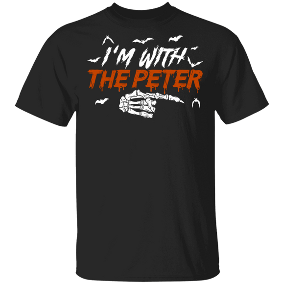 Halloween Peter Lover Shirt I'm With The Peter Funny Halloween Skeleton Hand Peter Lover Gifts Halloween T-Shirt - Macnystore