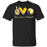 Peace Love Volleyball Cute Victory Hand Emoji Heart Volleyball Shirt Matching Volleyball Player Lover Gifts T-Shirt - Macnystore