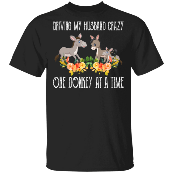 Driving My Husband Crazy One Donkey At A Time Funny Donkey Lover Gifts T-Shirt - Macnystore