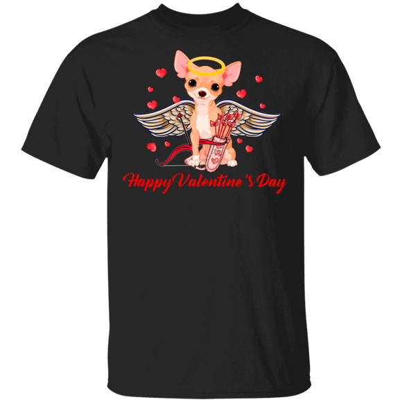 Happy Valentine's Day Cupid Chihuahua Dog Pet Lover Fans Matching Shirts For Couples Boys Girls Women Personalized Valentine Gifts T-Shirt - Macnystore