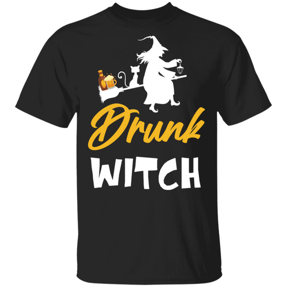 Halloween Shirt Drunk Witch Cool Halloween Witch Beer Lover Drinking Gifts T-Shirt - Macnystore