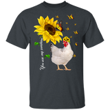 You Are My Sunshine Cute Butterflies Sunflower Chicken Shirt Matching Chicken Lover Fans Farmer Rancher Gifts T-Shirt - Macnystore