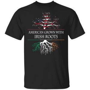 American Grown With Irish Roots Cool American-Irish Flag Tree Ireland Gifts T-Shirt - Macnystore