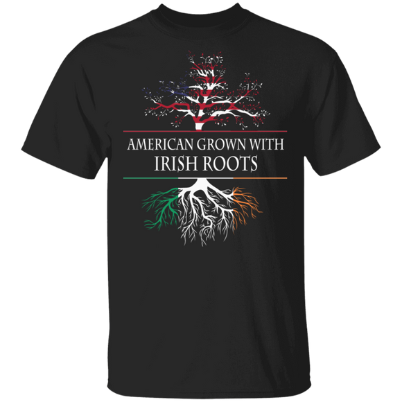 American Grown With Irish Roots Cool American-Irish Flag Tree Ireland Gifts T-Shirt - Macnystore