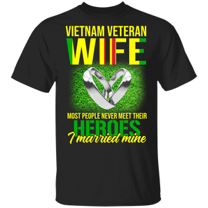 Vietnam Veteran Wife I Married Mine Cute Wedding Rings Shirt Matching Couple Veteran Gifts T-Shirt - Macnystore