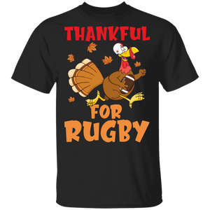 Thanksgiving Shirt Thankful For Rugby Funny Turkey Thanksgiving Rugby Sport Lover Gifts Thanksgiving T-Shirt - Macnystore