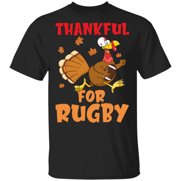 Thanksgiving Shirt Thankful For Rugby Funny Turkey Thanksgiving Rugby Sport Lover Gifts Thanksgiving T-Shirt - Macnystore