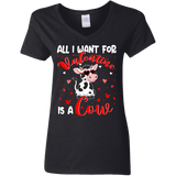 All I Want For Valentine Is A Cow Ladies V-Neck T-Shirt - Macnystore
