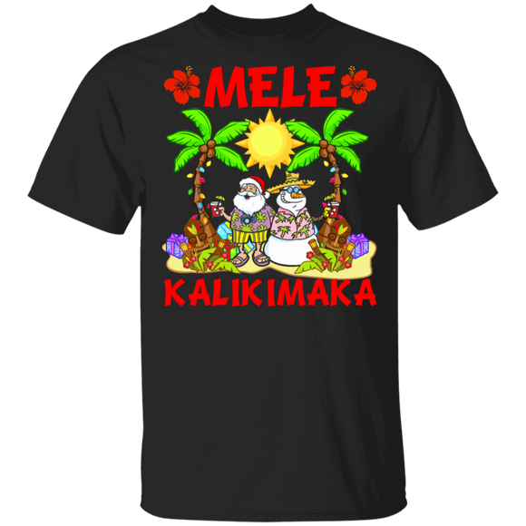 Christmas Hawaii Lover Shirt Mele Kalikimaka Cool Merry Christmas Santa Snow Man Coconut Tree In Hawaii Lover Gifts Christmas T-Shirt - Macnystore