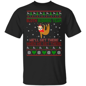 Christmas Sloth Shirt Sloth Running Team Ugly Funny Christmas Sweater Santa Sloth Runner Lover Gifts T-Shirt - Macnystore