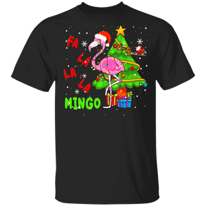 Christmas Flamingo Shirt Fa La La La Mingo Cute Christmas Light Santa Flamingo Lover Gifts T-Shirt - Macnystore