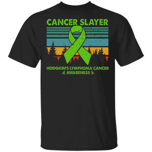Cancer Slayer Hodgkin's Lymphoma Cancer Awareness Ribbon T-Shirt - Macnystore