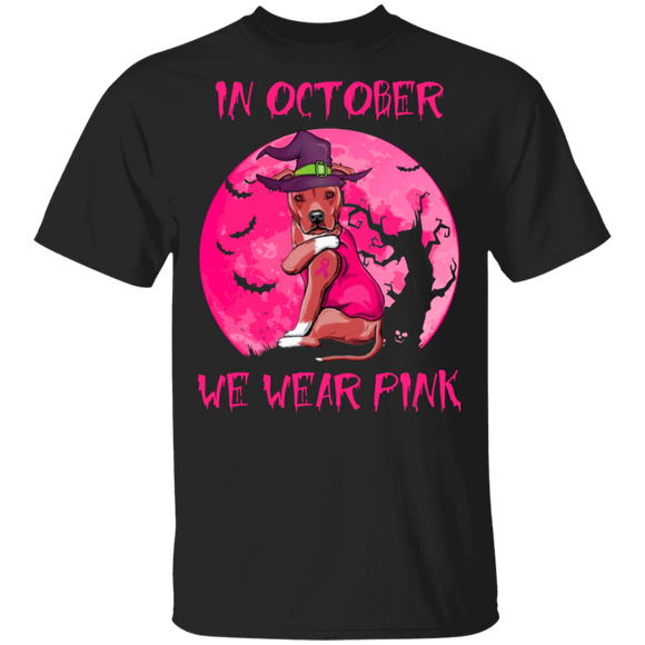 Breast Cancer Awareness Shirt We Wear Pink In October Dog Tattoo Pink Ribbon Gifts Breast Cancer T-Shirt - Macnystore