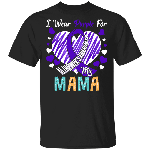 I Wear Purple For My Mama Alzheimers Awareness T-Shirt - Macnystore