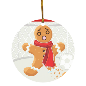 Christmas Gingerbread Shirt Football Goalie Funny Christmas Gingerbread Man Snap Football Player Lover Gifts SUBORNC Circle Ornament - Macnystore