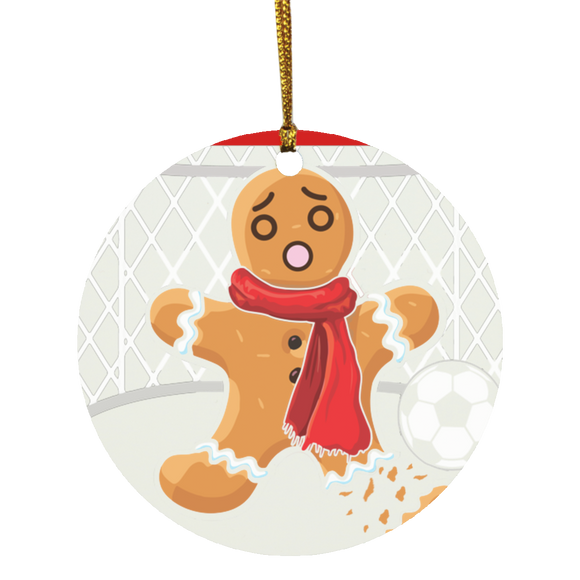 Christmas Gingerbread Shirt Football Goalie Funny Christmas Gingerbread Man Snap Football Player Lover Gifts SUBORNC Circle Ornament - Macnystore