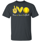 Peace Love Softball Cute Victory Hand Emoji Heart Softball Shirt Matching Softball Player Lover Gifts T-Shirt - Macnystore