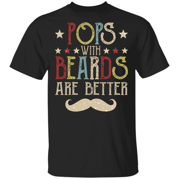 Vintage Pops With Beards Are Better Shirt Matching Men Beards Lover Fans Bearded Father's Day Gifts T-Shirt - Macnystore