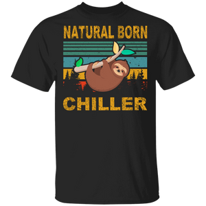 Vintage Retro Natural Born Chiller Cool Sloth Shirt Matching Sloth Lover Fans Gifts T-Shirt - Macnystore