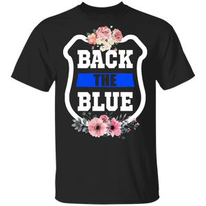 Back The Blue Cool Floral Police Policeman Cop Gifts T-Shirt - Macnystore