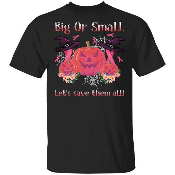 Let's Save Them All Pumpkin Breast Cancer Halloween T-Shirt - Macnystore