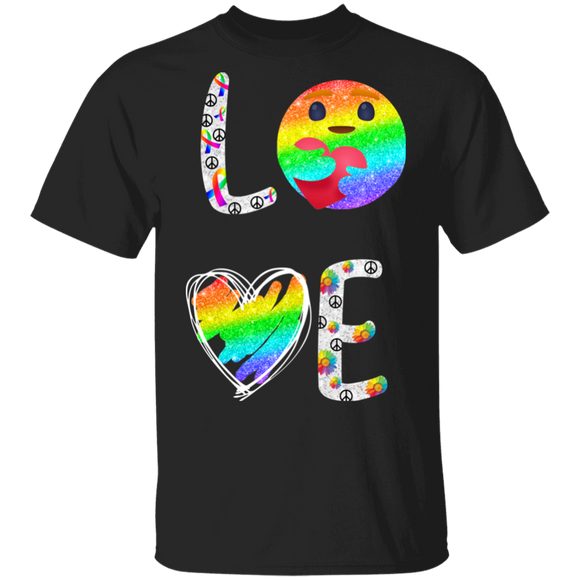 Love LGBT Care Facebook Icon LGBT Ribbons Hippie Peace Sign Shirt Matching Proud LGBT Gay Lesbian Gifts T-Shirt - Macnystore