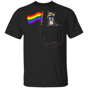 Pride LGBT Great Dane In Pocket Proud LGBT Flag Gay Lesbian Great Dane Dog Lover Owner Fans Gifts T-Shirt - Macnystore