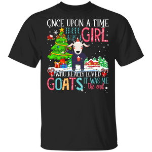 Christmas Goat Shirt Once Upon A Time There Was Girl Who Loved Goats Funny Christmas Santa Goat Lover Gifts T-Shirt - Macnystore
