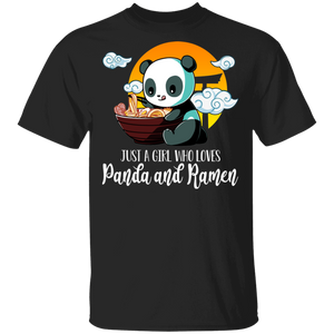 Just A Girl Who Loves Panda And Ramen Cute Japanese Ramen Panda Kawaii Lover Gifts T-Shirt - Macnystore