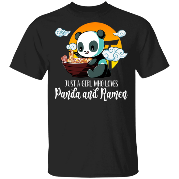 Just A Girl Who Loves Panda And Ramen Cute Japanese Ramen Panda Kawaii Lover Gifts T-Shirt - Macnystore