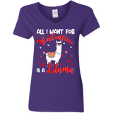 All I Want For Valentine Is A Llama Ladies V-Neck T-Shirt - Macnystore