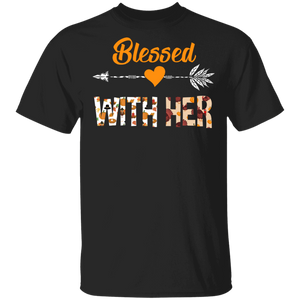 Thanksgiving Couple Shirt Blessed With Her Funny Thanksgiving Matching Couples Pair Lover Gifts Thanksgiving T-Shirt - Macnystore