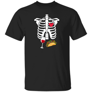 Halloween Skeleton Lover Shirt Skeleton Pregnancy Wine Tacos X-Ray Funny Halloween Wine Taco Lover Gifts Halloween T-Shirt - Macnystore