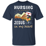 Nursing In My Veins Jesus In My Heart Floral Christian Cross Bible Nurse Hat Shirt Matching Nurse Doctor Christian Gifts T-Shirt - Macnystore