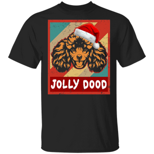 Christmas Dog Shirt Vintage Jolly Dood Funny Christmas Santa Poodle Dog Lover Gifts T-Shirt - Macnystore