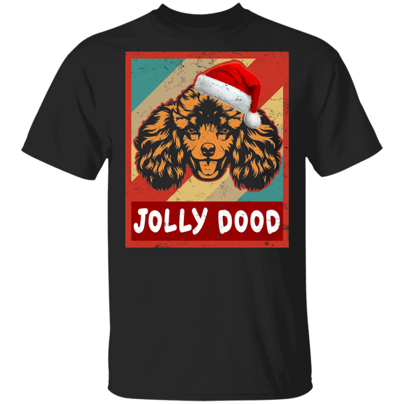 Christmas Dog Shirt Vintage Jolly Dood Funny Christmas Santa Poodle Dog Lover Gifts T-Shirt - Macnystore