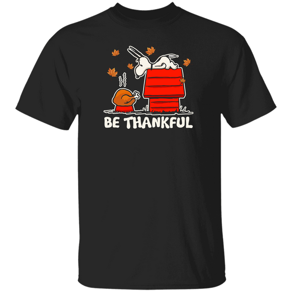 Thanksgiving Movie Lover Shirt Be Thankful Cute Thanksgiving Peanuts Dog Cartoon Movie Character Lover Gifts Thanksgiving T-Shirt - Macnystore